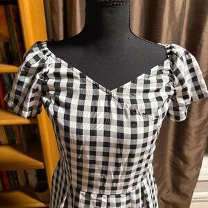 Retro Stage Black & White Gingham Fit & Flare Dress Size M